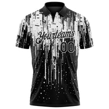 Laden Sie das Bild in den Galerie-Viewer, Uksn Individuelles Schwarz-Weiß Tropfende Spritzerfarbe Funktions-Poloshirt
