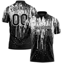 Laden Sie das Bild in den Galerie-Viewer, Uksn Individuelles Schwarz-Weiß Tropfende Spritzerfarbe Funktions-Poloshirt