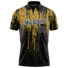 Laden Sie das Bild in den Galerie-Viewer, Uksn Individuelles Schwarz Altgold-Weiß Tropfende Spritzerfarbe Funktions-Poloshirt