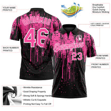 Laden Sie das Bild in den Galerie-Viewer, Uksn Individuelles Schwarz Pink-Weiß Tropfende Spritzerfarbe Funktions-Poloshirt