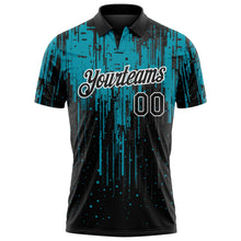 Laden Sie das Bild in den Galerie-Viewer, Uksn Individuelles Schwarz Petrol-Weiß Tropfende Spritzerfarbe Funktions-Poloshirt