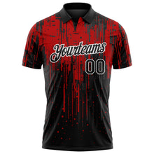 Laden Sie das Bild in den Galerie-Viewer, Uksn Individuelles Schwarz Rot-Weiß Tropfende Spritzerfarbe Funktions-Poloshirt
