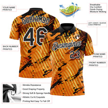 Laden Sie das Bild in den Galerie-Viewer, Uksn Individuelles Schwarz Gold-Weiß Abstrakte Grunge-Spritzer diagonale Streifen Funktions-Poloshirt