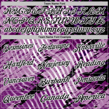 Laden Sie das Bild in den Galerie-Viewer, Uksn Individuelles Schwarz Hellviolett-Weiß Abstrakte Grunge-Spritzer diagonale Streifen Funktions-Poloshirt