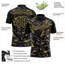 Laden Sie das Bild in den Galerie-Viewer, Uksn Individuelles Schwarz Stahlgrau-Altgold Cyber Mecha E-Sport geometrische Splitter Spike Funktions-Poloshirt