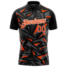 Laden Sie das Bild in den Galerie-Viewer, Uksn Individuelles Schwarz Orange Stahlgrau-Weiß Cyber Mecha E-Sport geometrische Splitter Spike Funktions-Poloshirt