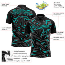 Laden Sie das Bild in den Galerie-Viewer, Uksn Individuelles Schwarz Stahlgrau-Aqua Cyber Mecha E-Sport geometrische Splitter Spike Funktions-Poloshirt