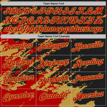 Laden Sie das Bild in den Galerie-Viewer, Uksn Individuelles Schwarz Rot-Altgold Pinselstrich-Splitter-Spritzer Funktions-Poloshirt