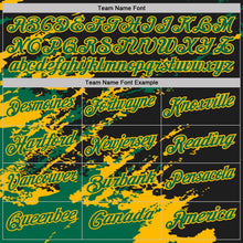 Laden Sie das Bild in den Galerie-Viewer, Uksn Individuelles Schwarz Kelly-Grün-Gold Pinselstrich-Splitter-Spritzer Funktions-Poloshirt