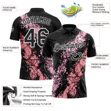 Laden Sie das Bild in den Galerie-Viewer, Uksn Individuelles Schwarz Hellrosa Mittelrosa-Weiß Tropfende Spritzer rissige Textur Funktions-Poloshirt
