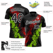 Laden Sie das Bild in den Galerie-Viewer, Uksn Individuelles Schwarz Rot Neongrün-Weiß Tropfende Spritzer rissige Textur Funktions-Poloshirt