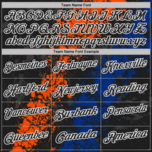 Laden Sie das Bild in den Galerie-Viewer, Uksn Individuelles Schwarz Orange Royalblau-Weiß Tropfende Spritzer rissige Textur Funktions-Poloshirt