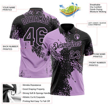 Laden Sie das Bild in den Galerie-Viewer, Uksn Individuelles Schwarz-Hellviolett Distressed-Kratzer-Pinselstrich Funktions-Poloshirt