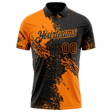 Laden Sie das Bild in den Galerie-Viewer, Uksn Individuelles Schwarz-Bay Orange Distressed-Kratzer-Pinselstrich Funktions-Poloshirt