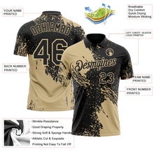 Laden Sie das Bild in den Galerie-Viewer, Uksn Individuelles Schwarz-Vegas-Gold Distressed-Kratzer-Pinselstrich Funktions-Poloshirt