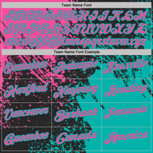 Laden Sie das Bild in den Galerie-Viewer, Uksn Individuelles Schwarz Pink-Aqua Distressed-Kratzer-Pinselstrich Funktions-Poloshirt