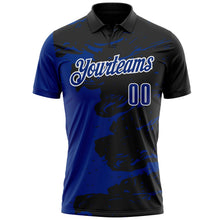 Laden Sie das Bild in den Galerie-Viewer, Uksn Individuelles Schwarz Royalblau-Weiß Flüssige Farbspritzer Funktions-Poloshirt