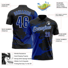 Laden Sie das Bild in den Galerie-Viewer, Uksn Individuelles Schwarz Royalblau-Weiß Flüssige Farbspritzer Funktions-Poloshirt