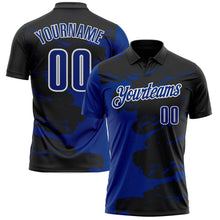 Laden Sie das Bild in den Galerie-Viewer, Uksn Individuelles Schwarz Royalblau-Weiß Flüssige Farbspritzer Funktions-Poloshirt