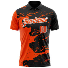 Laden Sie das Bild in den Galerie-Viewer, Uksn Individuelles Schwarz Orange-Weiß Flüssige Farbspritzer Funktions-Poloshirt