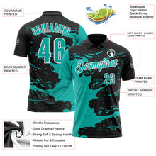 Laden Sie das Bild in den Galerie-Viewer, Uksn Individuelles Schwarz Aqua-Weiß Flüssige Farbspritzer Funktions-Poloshirt