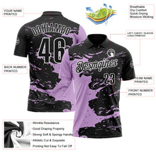 Laden Sie das Bild in den Galerie-Viewer, Uksn Individuelles Schwarz Hellviolett-Weiß Flüssige Farbspritzer Funktions-Poloshirt
