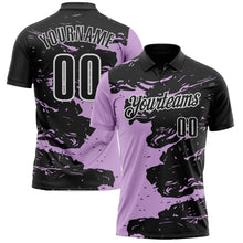 Laden Sie das Bild in den Galerie-Viewer, Uksn Individuelles Schwarz Hellviolett-Weiß Flüssige Farbspritzer Funktions-Poloshirt