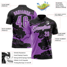 Laden Sie das Bild in den Galerie-Viewer, Uksn Individuelles Schwarz Mittelviolett-Weiß Flüssige Farbspritzer Funktions-Poloshirt