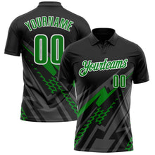 Laden Sie das Bild in den Galerie-Viewer, Uksn Individuelles Schwarz Grasgrün Grau-Weiß Blitz-Geometrie Funktions-Poloshirt