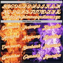 Laden Sie das Bild in den Galerie-Viewer, Uksn Individuelles Schwarz Weiß Violett-Bay Orange Flammen-Split-Feuer Funktions-Poloshirt