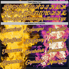 Laden Sie das Bild in den Galerie-Viewer, Uksn Individuelles Schwarz Violett-Gelb Flammen-Split-Feuer Funktions-Poloshirt