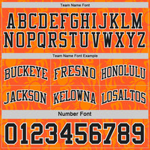 Laden Sie das Bild in den Galerie-Viewer, Uksn Individuelles Schwarz Orange-Weiß Seitenstreifen Sonnenflamme Wendbar Doppelseitig Sublimation Basketball-Set Trikot