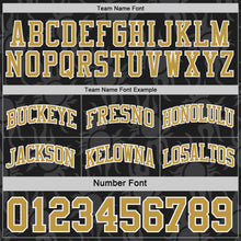 Laden Sie das Bild in den Galerie-Viewer, Uksn Individuelles Schwarz Altgold-Weiß Seitenstreifen Sonnenflamme Wendbar Doppelseitig Sublimation Basketball-Set Trikot