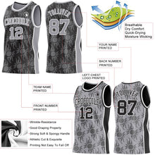 Laden Sie das Bild in den Galerie-Viewer, Uksn Individuelles Schwarz Grau-Weiß Seitenstreifen Sonnenflamme Wendbar Doppelseitig Sublimation Basketball-Set Trikot