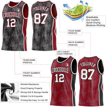 Laden Sie das Bild in den Galerie-Viewer, Uksn Individuelles Schwarz Weiß-Kastanienbraun Seitenstreifen Sonnenflamme Wendbar Doppelseitig Sublimation Basketball-Set Trikot