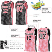 Laden Sie das Bild in den Galerie-Viewer, Uksn Individuelles Schwarz Mittelrosa-Weiß Seitenstreifen Sonnenflamme Wendbar Doppelseitig Sublimation Basketball-Set Trikot