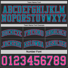 Laden Sie das Bild in den Galerie-Viewer, Uksn Individuelles Schwarz Pink-Petrol Seitenpanel Geometrisch Chevron Wendbar Doppelseitig Sublimation Basketball-Set Trikot