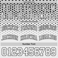 Laden Sie das Bild in den Galerie-Viewer, Uksn Individuelles Schwarz-Weiß Seitenstreifen Verlauf Geometrisch Wabenmuster Wendbar Doppelseitig Sublimation Basketball-Set Trikot