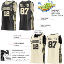 Laden Sie das Bild in den Galerie-Viewer, Uksn Individuelles Schwarz-Creme Camouflage Seitenstreifen Wendbar Doppelseitig Sublimation Basketball-Set Trikot