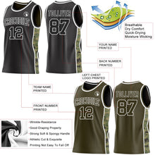 Laden Sie das Bild in den Galerie-Viewer, Uksn Individuelles Schwarz(Oliv)-Weiß Digitale Camouflage Seitenstreifen Wendbar Doppelseitig Sublimation Basketball-Set Trikot