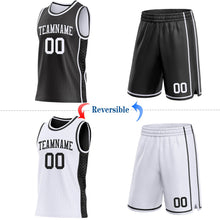 Laden Sie das Bild in den Galerie-Viewer, Uksn Individuelles Schwarz-Weiß Mamba-Schlangenhaut Seitenstreifen Wendbar Doppelseitig Sublimation Basketball-Set Trikot