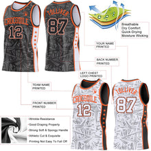 Laden Sie das Bild in den Galerie-Viewer, Uksn Individuelles Schwarz Weiß-Orange Seitenstreifen Sterne Geometrisch Splitter Sternenburst Wendbar Doppelseitig Sublimation Basketball-Set Trikot