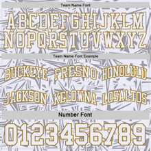 Laden Sie das Bild in den Galerie-Viewer, Uksn Individuelles Schwarz Altgold-Weiß Seitenstreifen Sterne Geometrisch Splitter Sternenburst Wendbar Doppelseitig Sublimation Basketball-Set Trikot