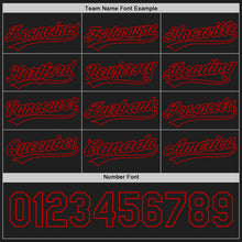 Laden Sie das Bild in den Galerie-Viewer, Uksn Individuelles Schwarz-Rot Wendbares Baseball-Trikot mit Knopfleiste