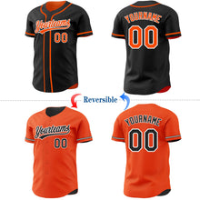 Laden Sie das Bild in den Galerie-Viewer, Uksn Individuelles Schwarz Creme Wendbares Baseball-Trikot mit Knopfleiste