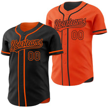 Laden Sie das Bild in den Galerie-Viewer, Uksn Individuelles Schwarz-Orange Wendbares Baseball-Trikot mit Knopfleiste