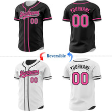 Laden Sie das Bild in den Galerie-Viewer, Uksn Individuelles Schwarz Pink-Weiß Wendbares Baseball-Trikot mit Knopfleiste