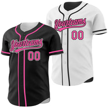 Laden Sie das Bild in den Galerie-Viewer, Uksn Individuelles Schwarz Pink-Weiß Wendbares Baseball-Trikot mit Knopfleiste