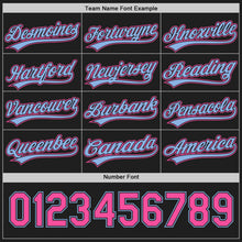 Laden Sie das Bild in den Galerie-Viewer, Uksn Individuelles Schwarz Pink-Hellblau Wendbares Baseball-Trikot mit Knopfleiste