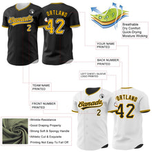 Laden Sie das Bild in den Galerie-Viewer, Uksn Individuelles Schwarz Gold-Weiß Wendbares Baseball-Trikot mit Knopfleiste